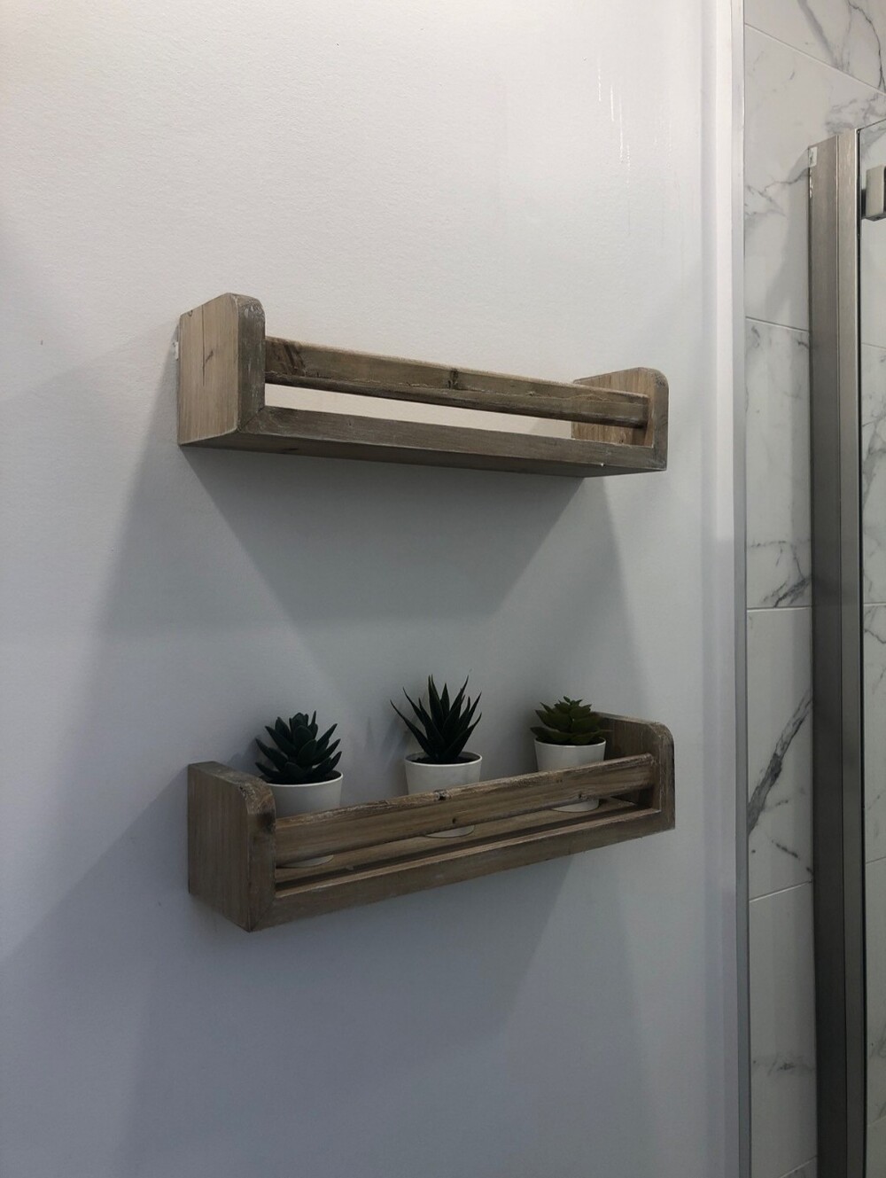 Rustic Wood Floating Display Shelves For Books, Spices, Decor Items - 2 Pack